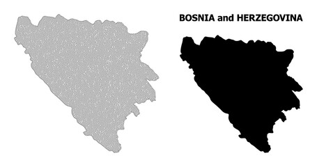 Polygonal mesh map of Bosnia and Herzegovina in high resolution. Mesh lines, triangles and points form map of Bosnia and Herzegovina.