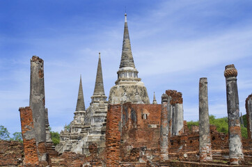 Ancient Thai style Chedi or pagoda in Ayutthaya Historical Park in Ayutthaya Province, Thailand, public domain