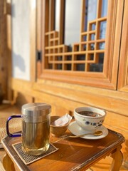 cup of coffee on table