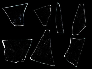shards of glass isolated on a black background