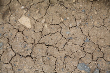 Drought, dry lake bed (focus on the earth)