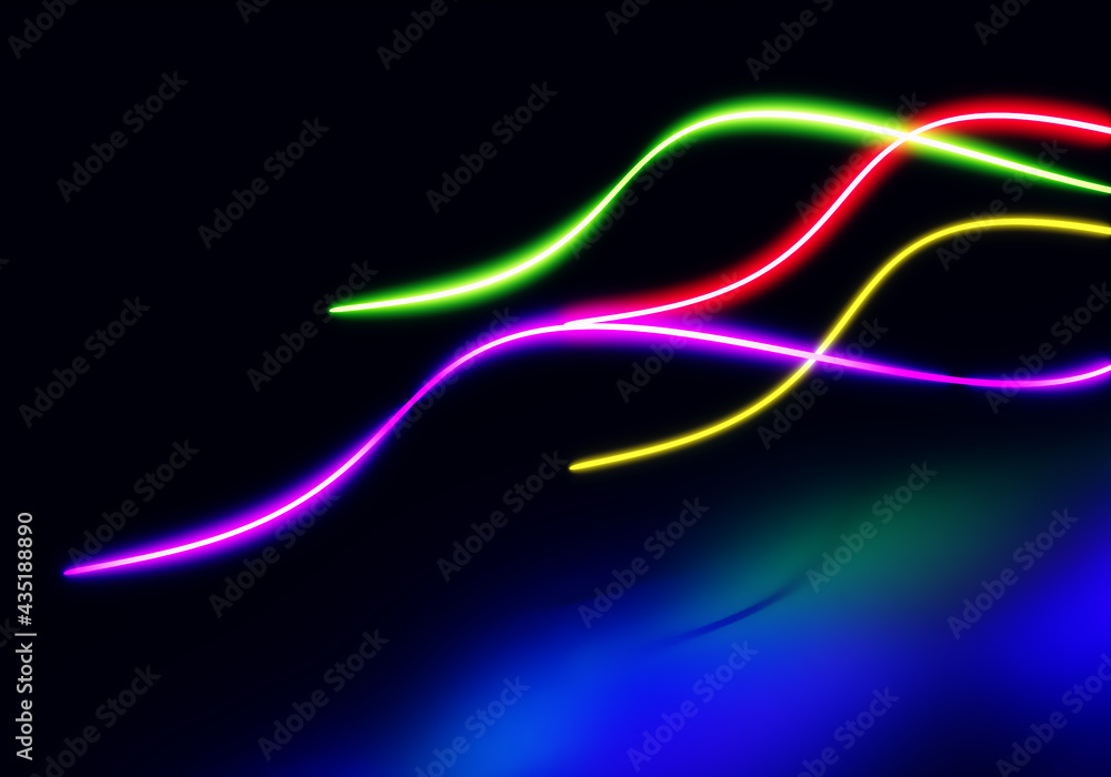 Poster abstract futuristic light wave background. geometric abstraction. neon waves on a dark background. c