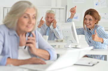 Fototapeta premium Portrait of businesspeople working in modern light office