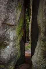 narrow trails and hikes between the natural stone columns of the Adrspash rocks