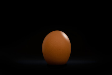 Brown egg on black background