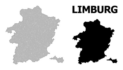 Fototapeta premium Polygonal mesh map of Limburg Province in high detail resolution. Mesh lines, triangles and dots form map of Limburg Province.