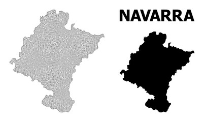 Polygonal mesh map of Navarra Province in high detail resolution. Mesh lines, triangles and points form map of Navarra Province.