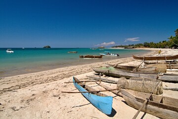 Fototapeta na wymiar Beautiful beach in Andilana on the island of Nosy Be. Madagascar.