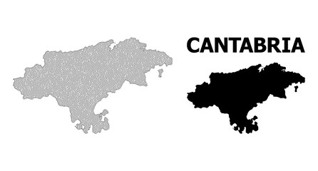 Polygonal mesh map of Cantabria Province in high detail resolution. Mesh lines, triangles and points form map of Cantabria Province.