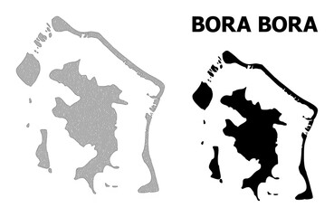 Polygonal mesh map of Bora-Bora in high detail resolution. Mesh lines, triangles and dots form map of Bora-Bora. - obrazy, fototapety, plakaty
