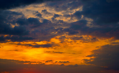 high resolution replacement sky - golden hour cloudy sunset sky
