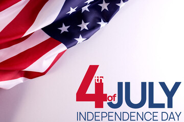 Independence Day banner with Flag of United states of America and 4th of July.