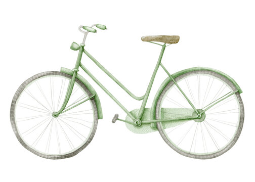 Green bike in retro style. beautiful great for postcard, pattern or poster