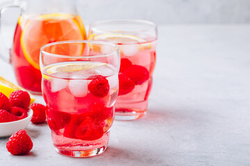 Raspberry lemon iced cold drink.
