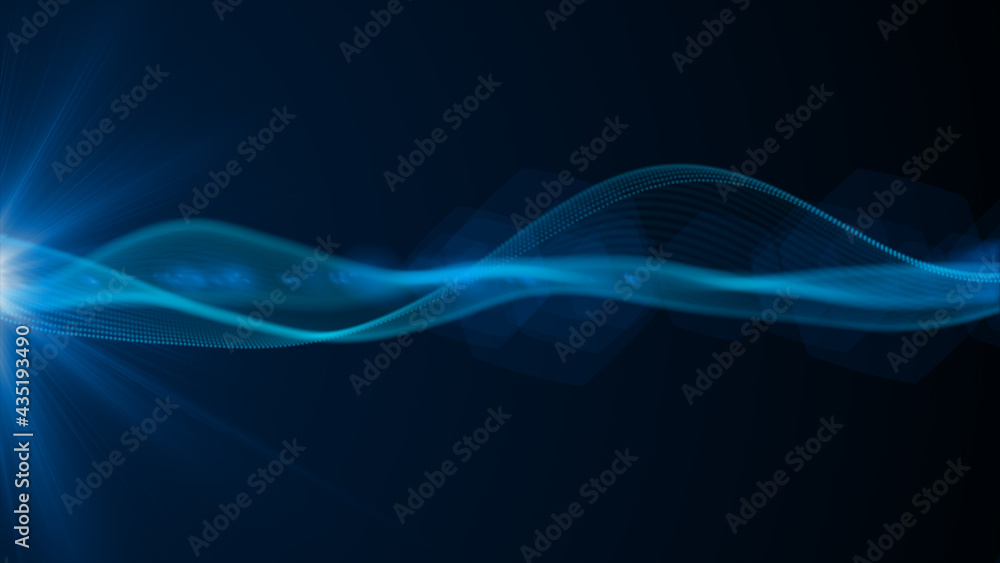 Aufkleber blue color digital particle wave flow and light technology cyberspace abstract background