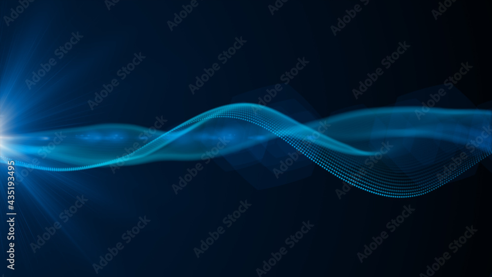 Aufkleber blue color digital particle wave flow and light technology cyberspace abstract background