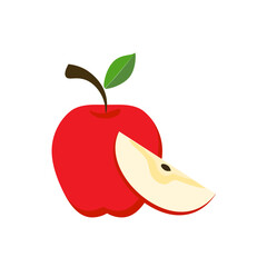 Apple fruit,Fresh Apple fruits isolated,Cartoon style. On a white background Vector illustration