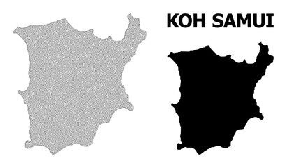Polygonal mesh map of Koh Samui in high resolution. Mesh lines, triangles and dots form map of Koh Samui.