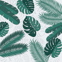 Fototapeta na wymiar Tropical seamless pattern with leaves. Fashionable summer background