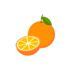 Orange,Organic fruit. Cartoon style. on a white background Vector illustration