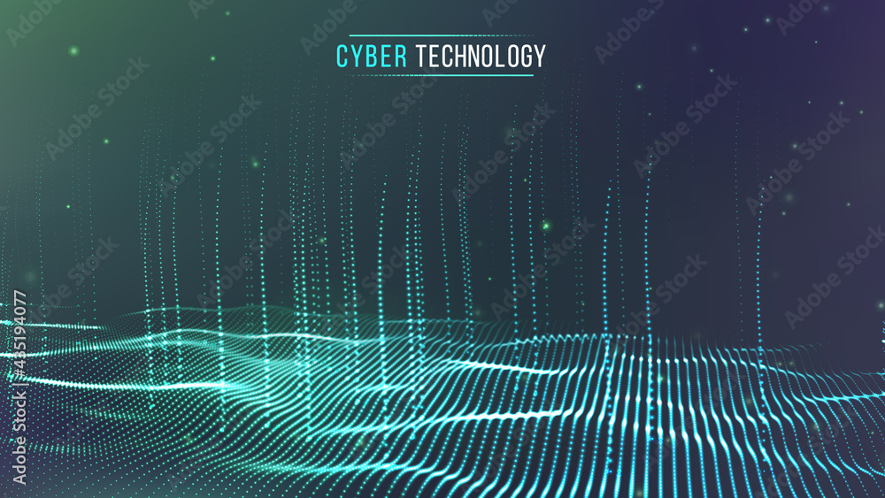 Poster cyber technology vector illustration. technology cloud world. networked systems vector concept.