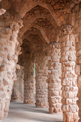 inclined colonnade formed by chopped stone masonry