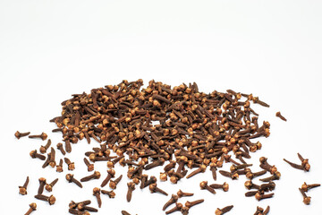 Dry spice cloves isolated on white background
