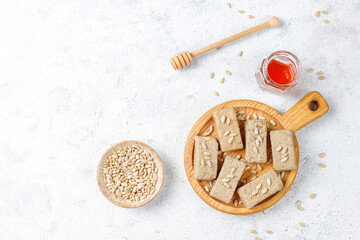 Delicious halva with sunflower seeds and honey.