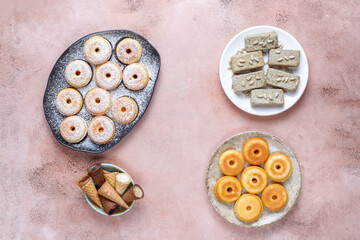 Homemade mini donuts with powdered sugar.