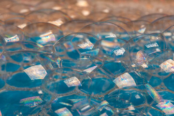Soap foam close up. Abstract textured background.