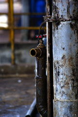water metal pipe in a factory