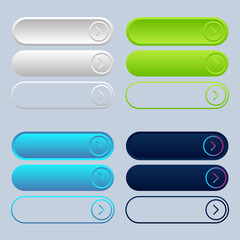 White and blue button in neomorphism style.