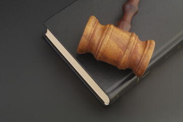 Wooden judge gavel and legal book	