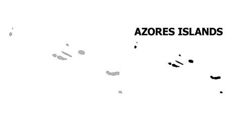 Polygonal mesh map of Azores Islands in high detail resolution. Mesh lines, triangles and points form map of Azores Islands.