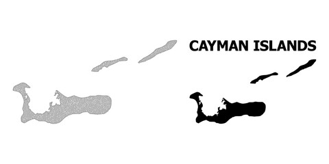 Polygonal mesh map of Cayman Islands in high resolution. Mesh lines, triangles and points form map of Cayman Islands.