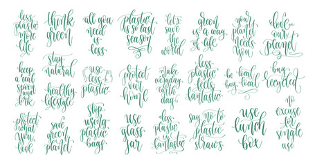 set of 25 go green quotes calligraphy designs