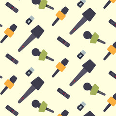 Microphone and report journalist seamless pattern