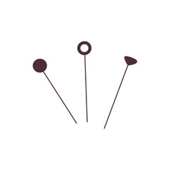 Set of pins. Colorful vector illustration in hand drawn style isolated single. Sewing element tool