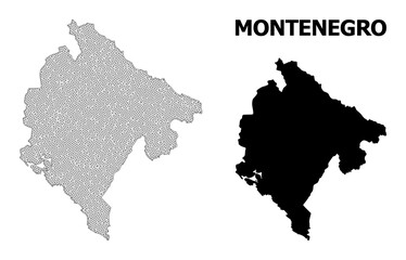 Polygonal mesh map of Montenegro in high resolution. Mesh lines, triangles and dots form map of Montenegro.