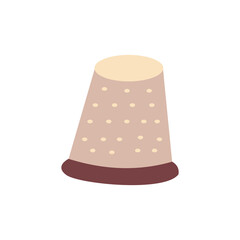 Thimble. Colorful vector illustration in hand drawn style isolated single. Sewing tool, finger safety