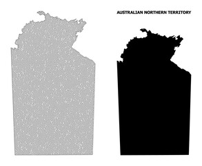 Polygonal mesh map of Australian Northern Territory in high detail resolution. Mesh lines, triangles and dots form map of Australian Northern Territory.