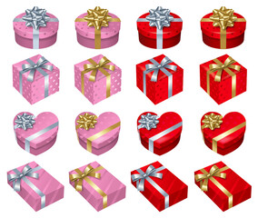 プレゼントのイラスト。アイコンセット。