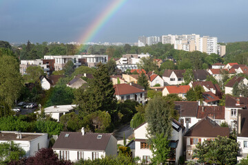 Building and houses in the Paris suburbs of Massy in Essonne, France
