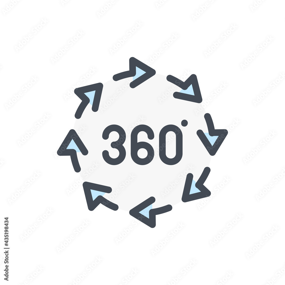 Aufkleber 360 degree view color line icon. angle 360 degree vector outline colorful sign.