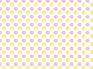背景素材　水彩風パターン　水玉　ピンク　黄色
