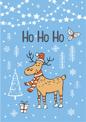 christmas card with deer