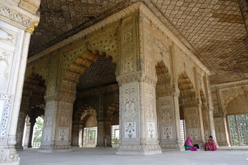 India Delhi - Humayun tomb park Outbuilding with nice stone carving