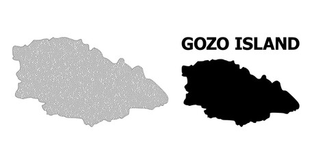 Polygonal mesh map of Gozo Island in high detail resolution. Mesh lines, triangles and dots form map of Gozo Island.
