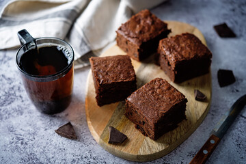 Chocolate brownie with chocolate drops