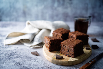 Chocolate brownie with chocolate drops